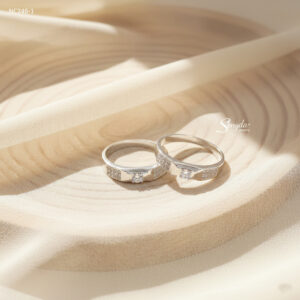 NC246 Nhẫn đôi bạc Ý Senyda 1 hột đai tấm