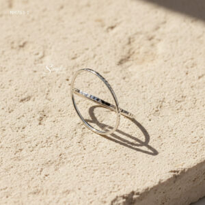 NH763-1 Nhẫn đôi bạc Ý Senyda giác mảnh bản