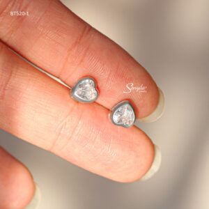 BT520 Bông tai bạc Ý Senyda nụ tim bọc