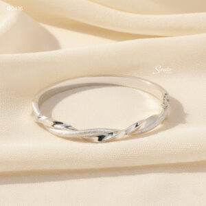 GC436 Vòng tay bạc Ý Senyda 2 vòng xoắn trơn nhám