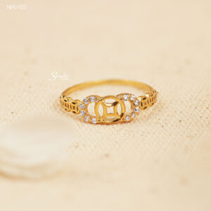 NHV107 Nhẫn vàng Senyda 3 đồng tiền đá giác