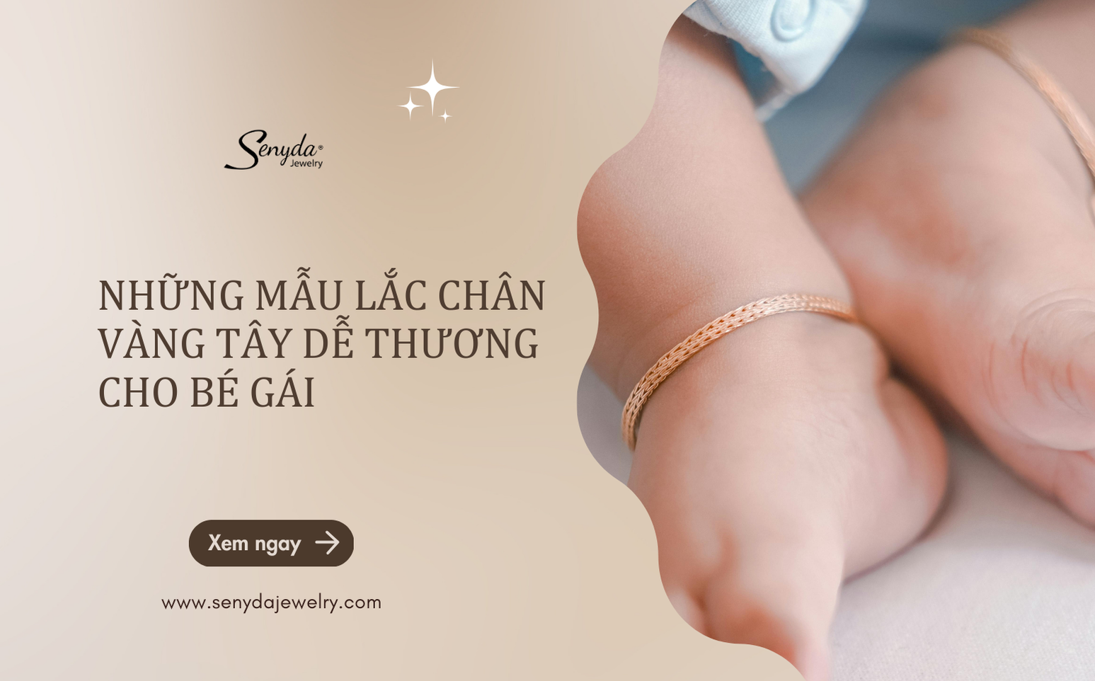 Những mẫu lắc chân vàng tây dễ thương cho bé gái
