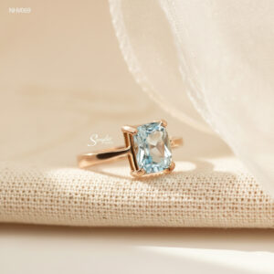 NHV069 Nhẫn vàng Senyda đá Topaz xanh cushion