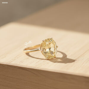 NHV494 Nhẫn vàng Senyda 1 hột oval lớn 6 chấu đế tim
