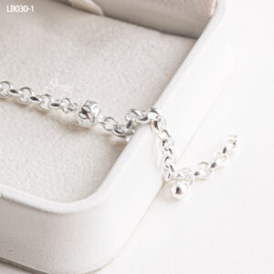 LB030-1 Lắc tay bạc cho bé Senyda dây chữ cong tròn xen châu đồng tiền