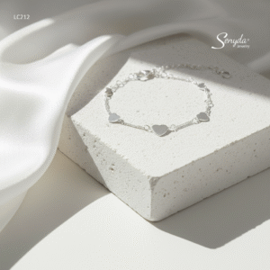 LC212 Lắc chân bạc Ý Senyda khoen lật nhỏ mặt tim trơn lớn nhỏ