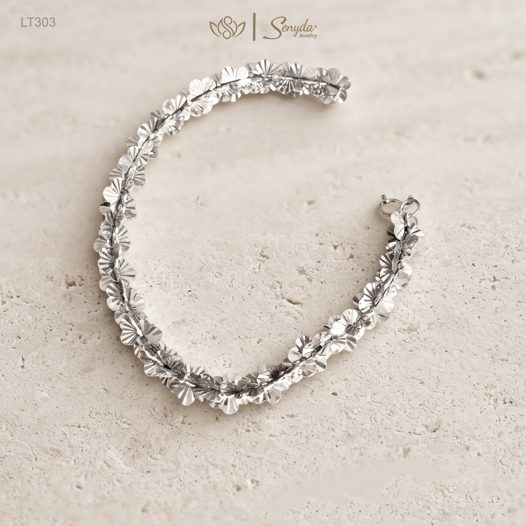 LT303 Lắc tay bạc Ý Senyda dây oval hoa giác