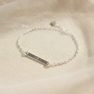 LT551 Lắc tay bạc Ý Senyda dây chữ cong thẻ dài chữ nhật