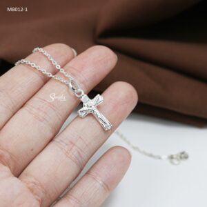 MB012 Dây chuyền bạc cho bé Senyda Mặt Thánh giá trơn hoa văn