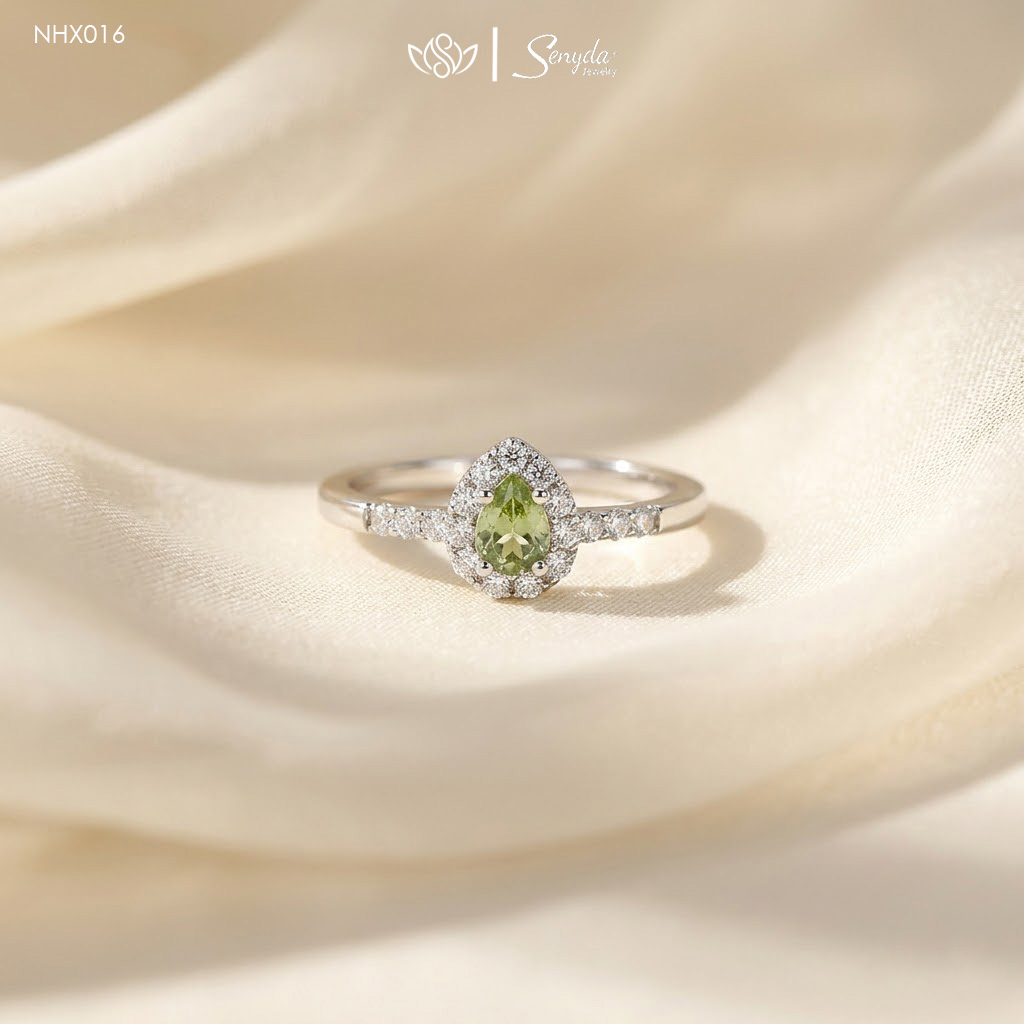 NHX016 Nhẫn kim cương Senyda halo giọt nước