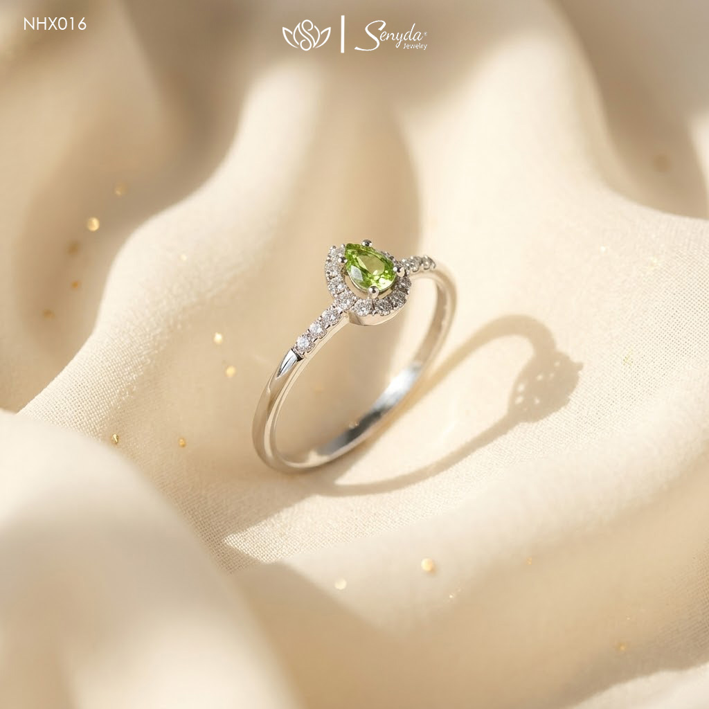 NHX016 Nhẫn kim cương Senyda halo giọt nước