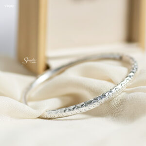 VT092 (Vòng rỗng - Có khóa) Vòng tay bạc nguyên chất Senyda kiểu cắt giác