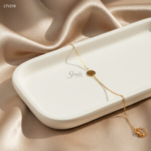 LTV218 Lắc tay vàng Senyda mặt tròn khắc chữ