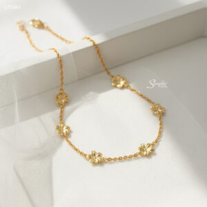 LTV941 Lắc tay vàng Senyda xoắn thừng xen 4 hoa anh đào