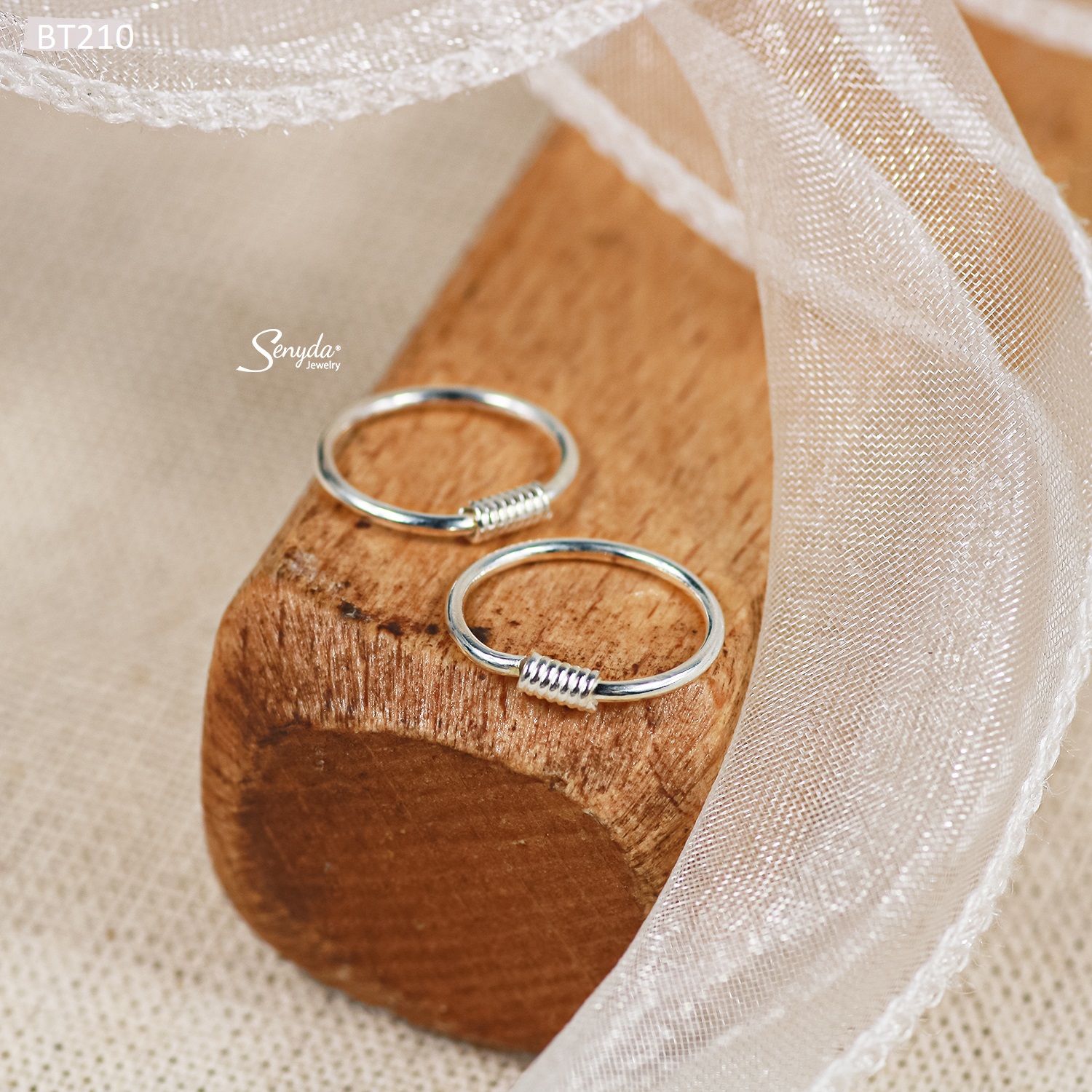 BT210 Bông tai bạc Ý Senyda khoen dây quấn lò xo