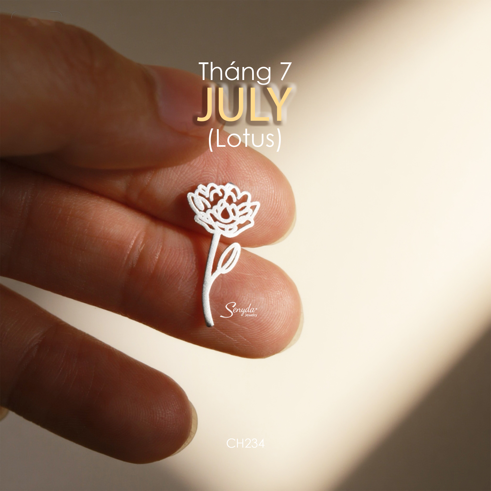 CH234 Charm bạc Senyda hoa theo tháng sinh
