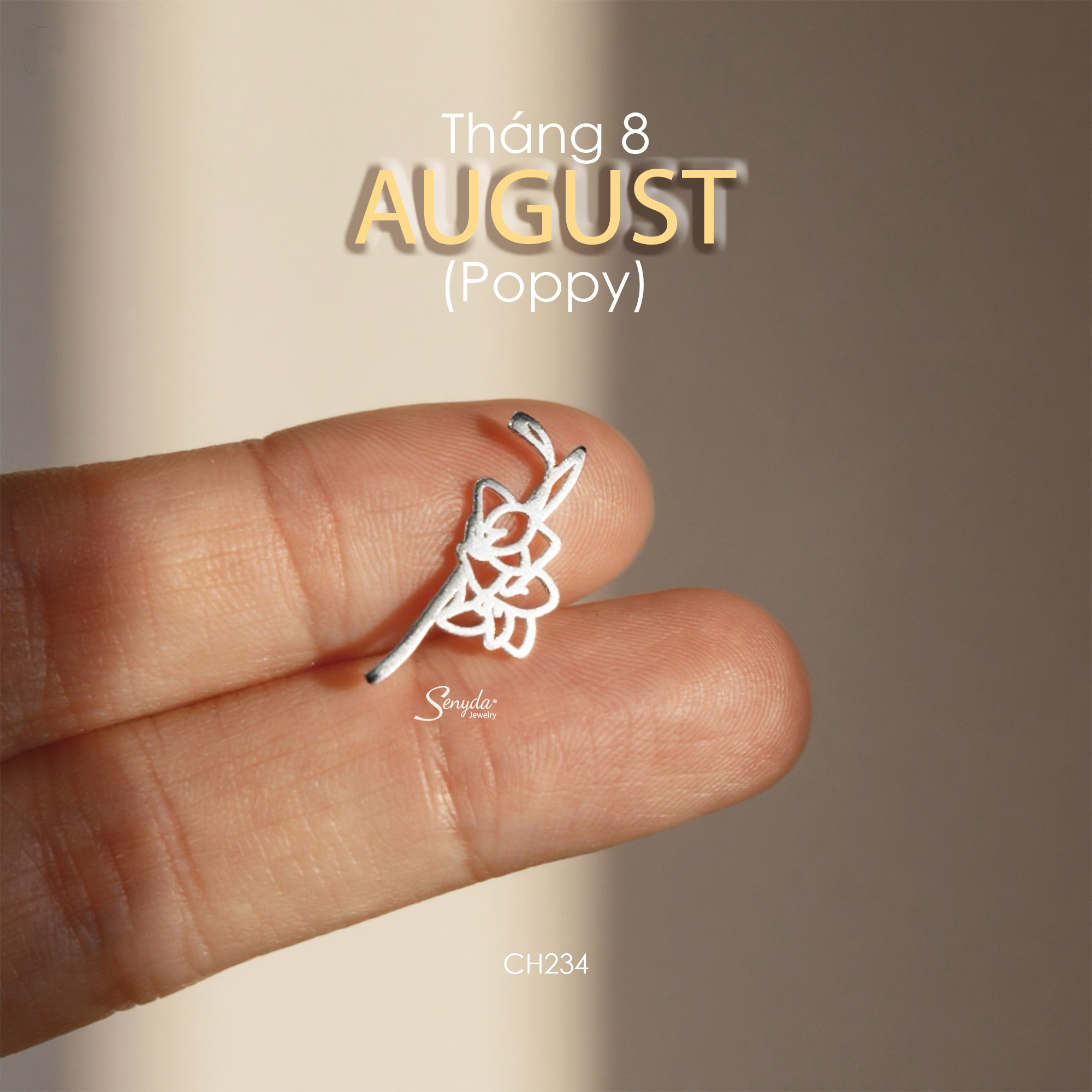CH234 Charm bạc Senyda hoa theo tháng sinh