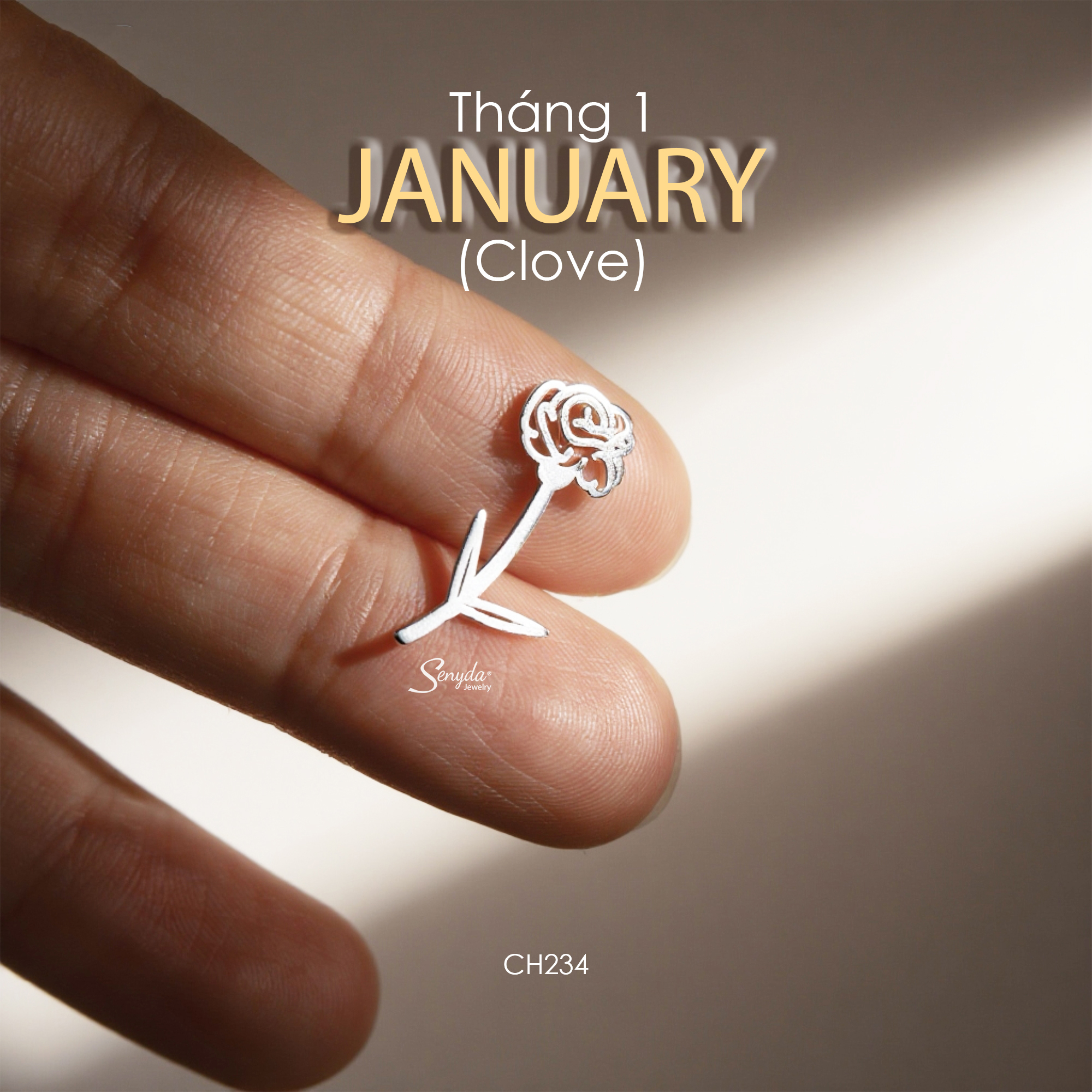 CH234 Charm bạc Senyda hoa theo tháng sinh