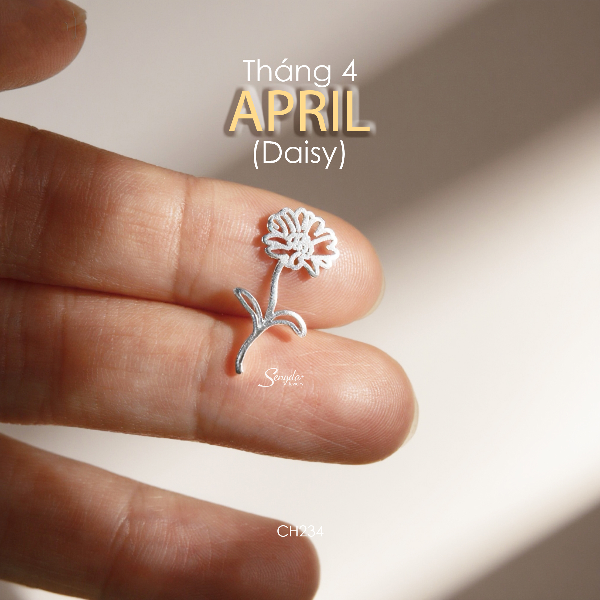 CH234 Charm bạc Senyda hoa theo tháng sinh