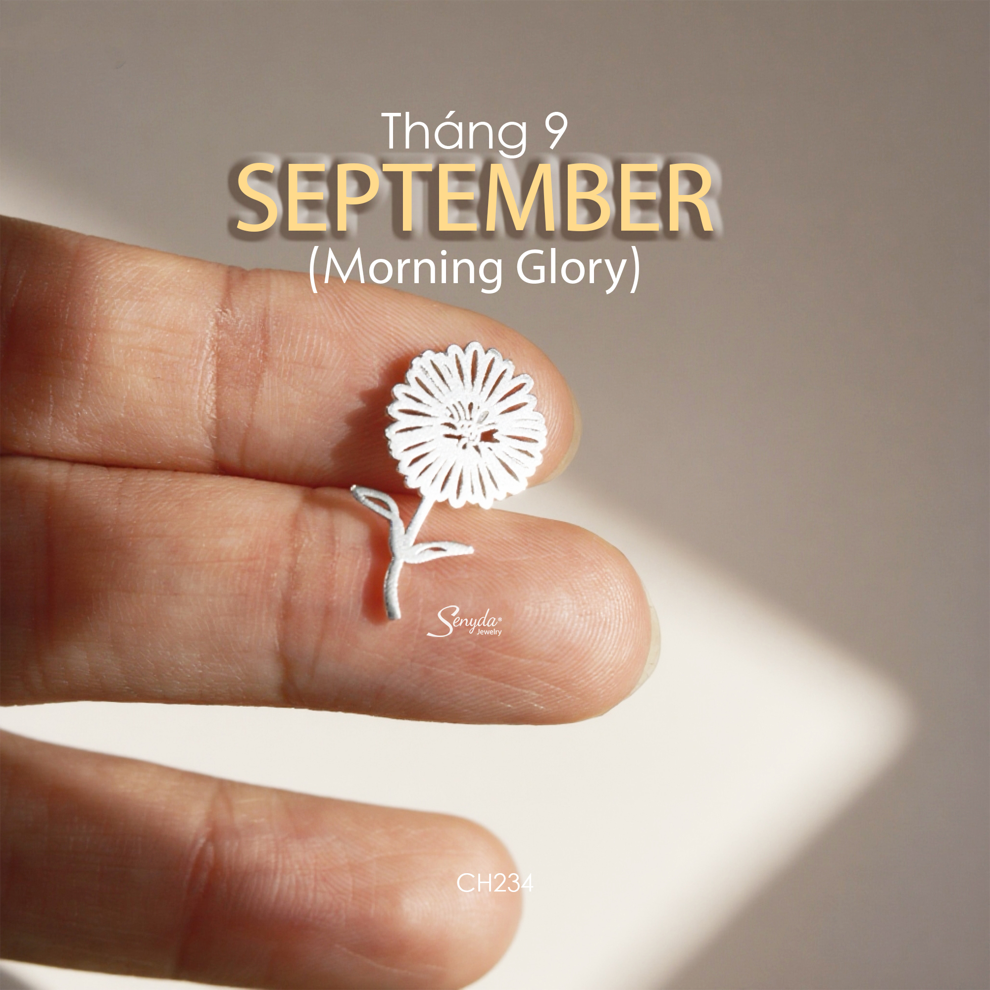 CH234 Charm bạc Senyda hoa theo tháng sinh