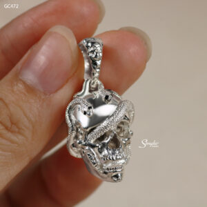 GC472 Mặt dây chuyền bạc Ý Senyda đầu lâu rắn quấn