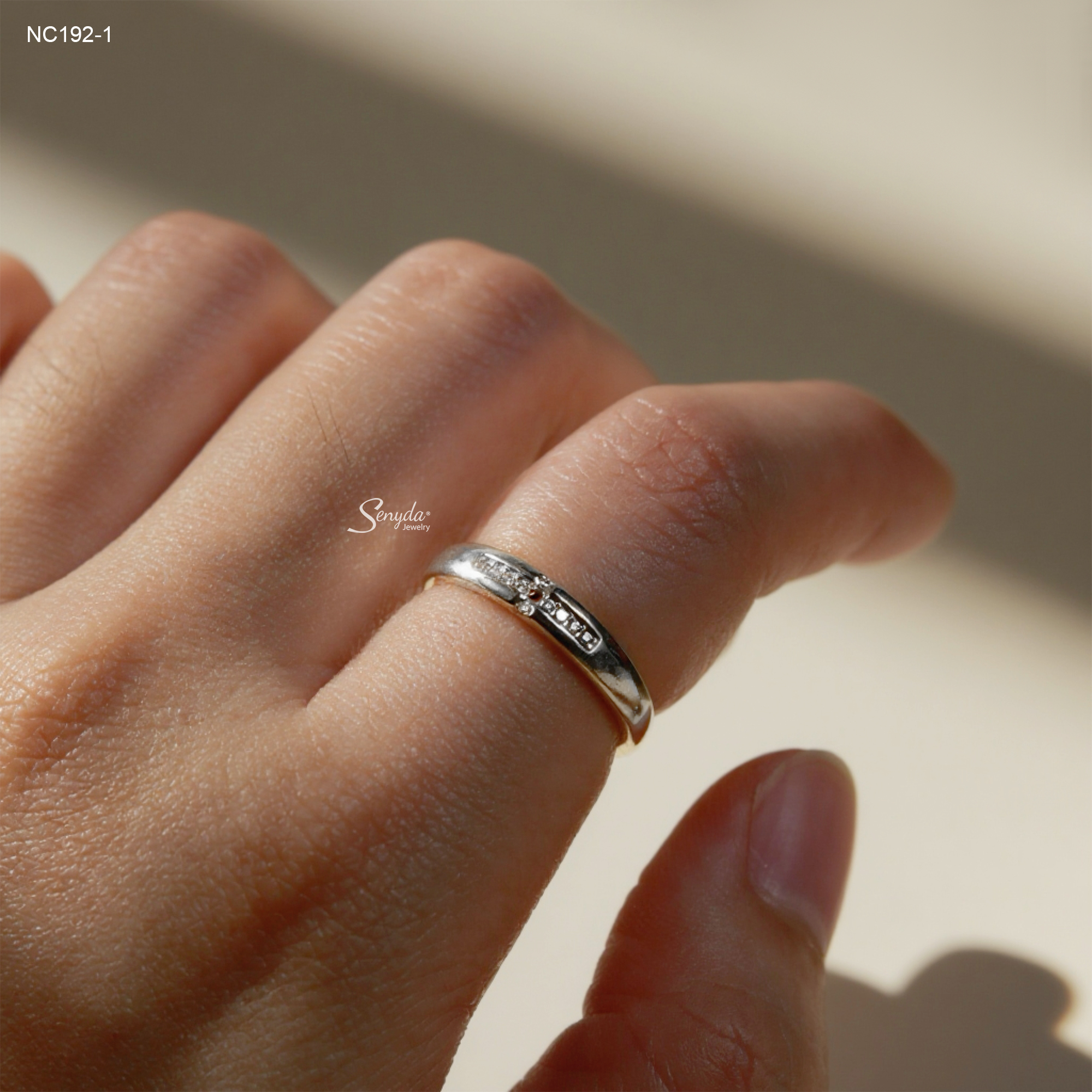 NC192-1 Nhẫn bạc Ý Senyda dấu cộng đá