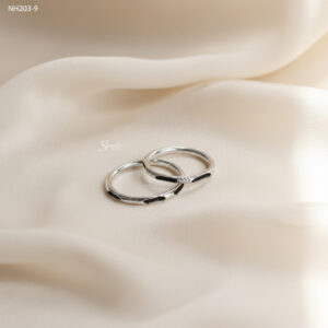 NH203 Nhẫn đôi bạc Ý Senyda kiểu lông đuôi voi