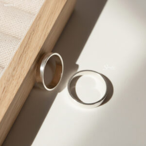 NH229-1 Nhẫn đôi bạc Ý Senyda bản trơn