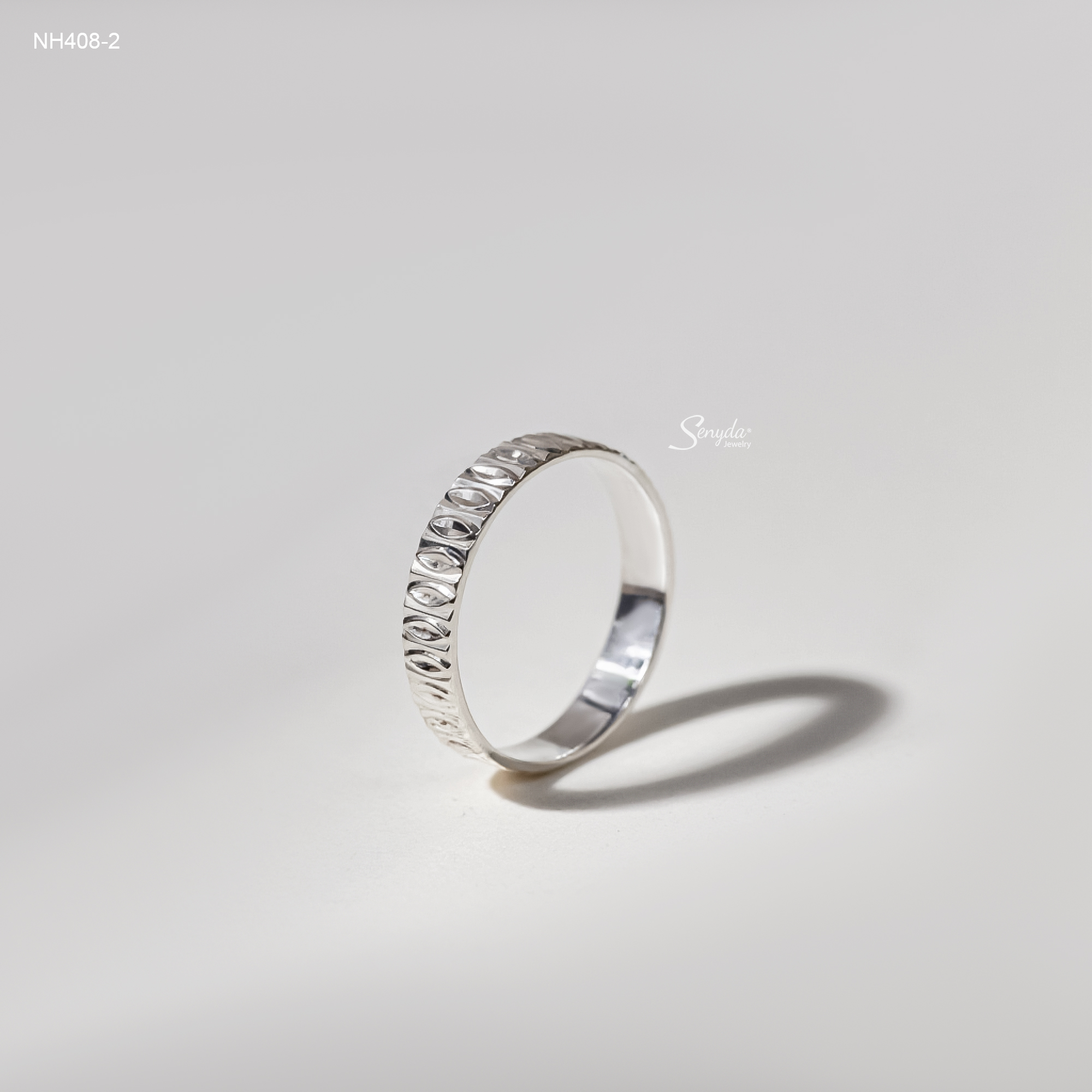 NH408-2 Nhẫn bạc Ý Senyda bản vừa cắt giác thoi