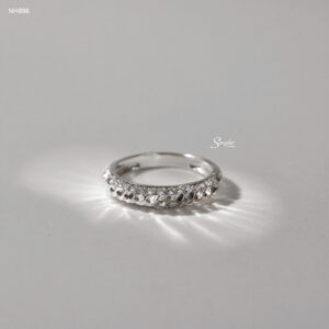 NH896 Nhẫn bạc Ý Senyda ốp giác xen 2 hàng đá