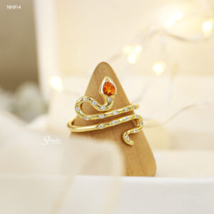 NH914 Nhẫn bạc Ý Senyda rắn cẩn tấm rời đá Citrin giọt nước xi vàng