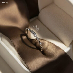 NH922 Nhẫn bạc Ý Senyda mặt chữ nhật trơn đai khúc tre