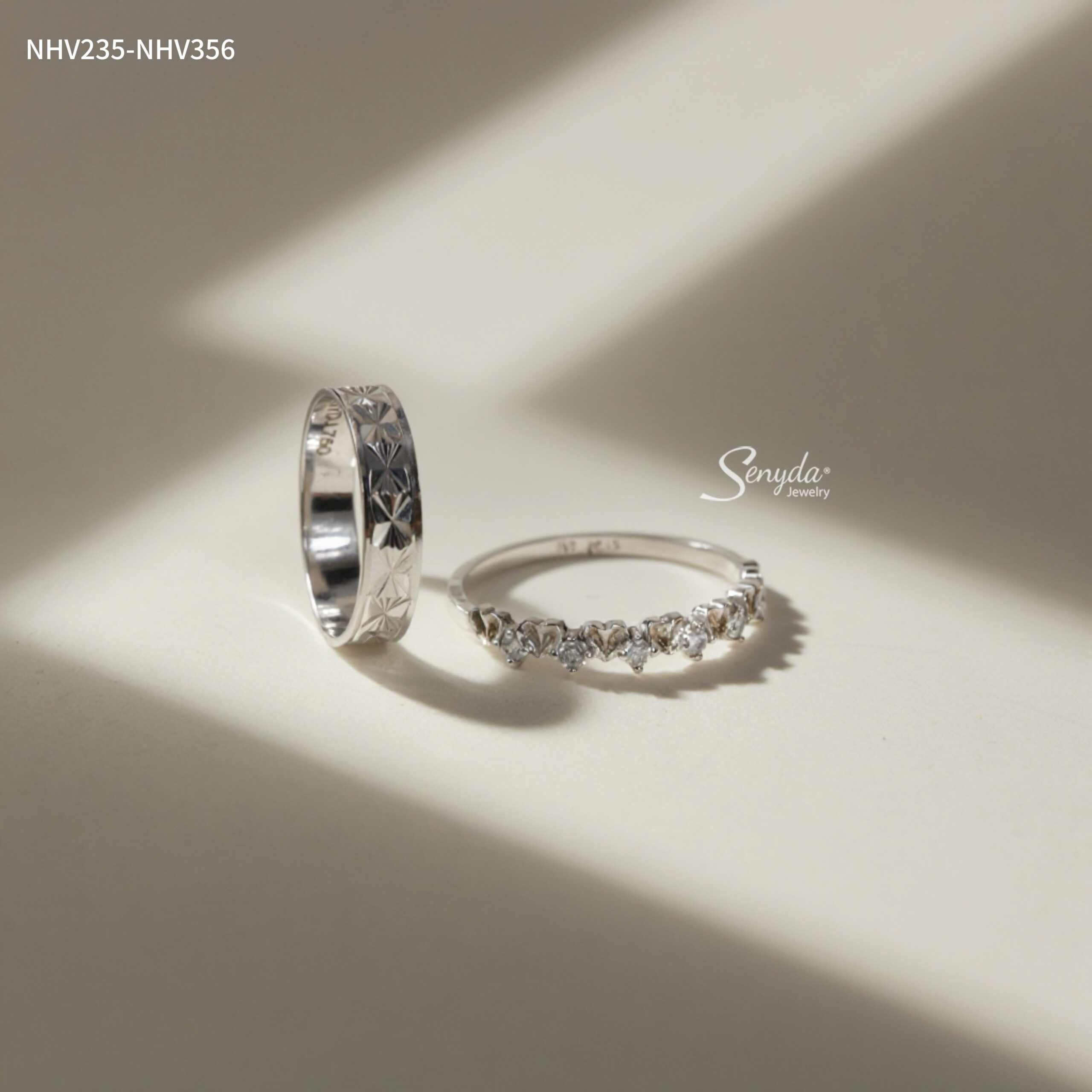 NHV235-NHV356 Nhẫn cưới vàng Senyda bản giác