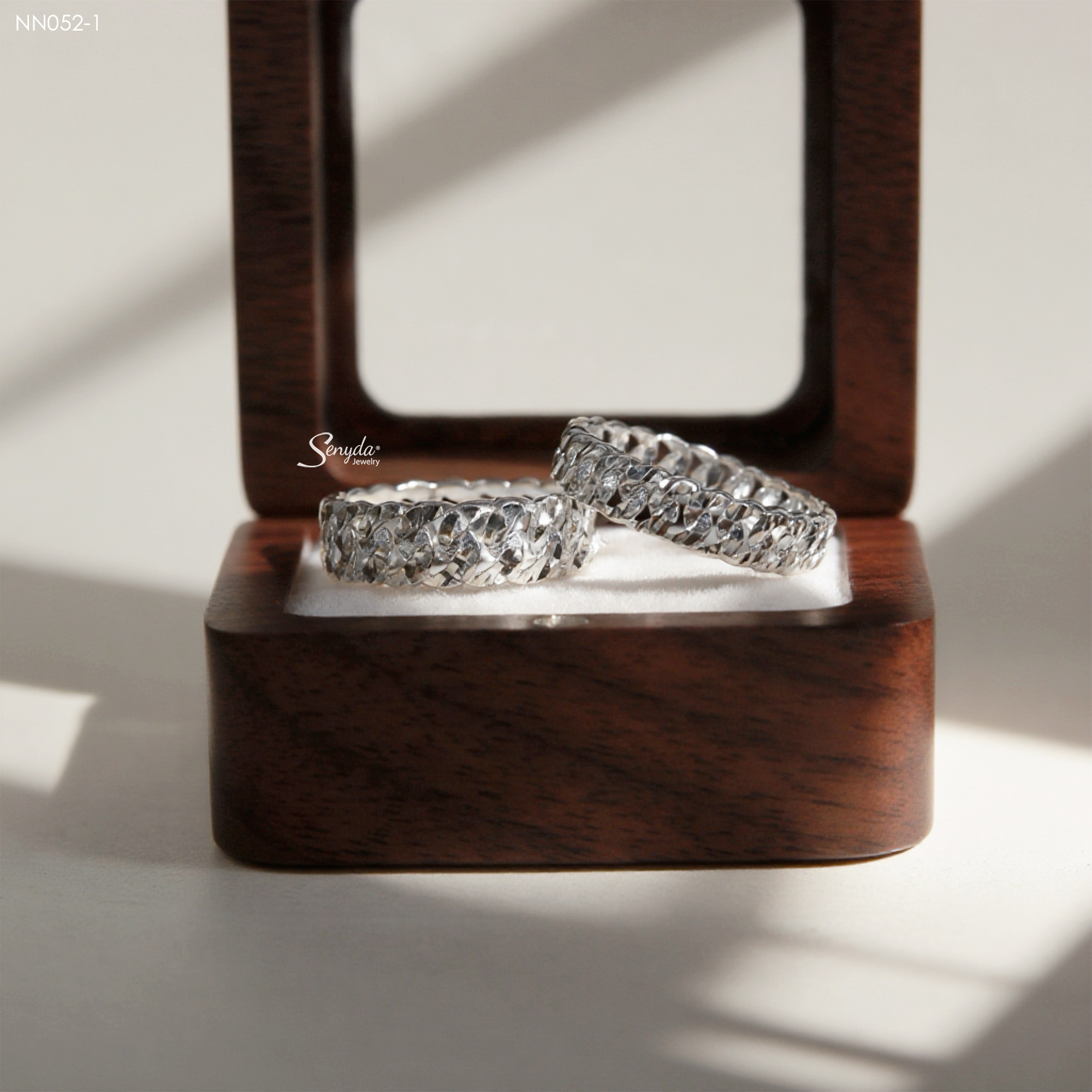 NN052 Nhẫn bạc đôi Senyda khoen lật