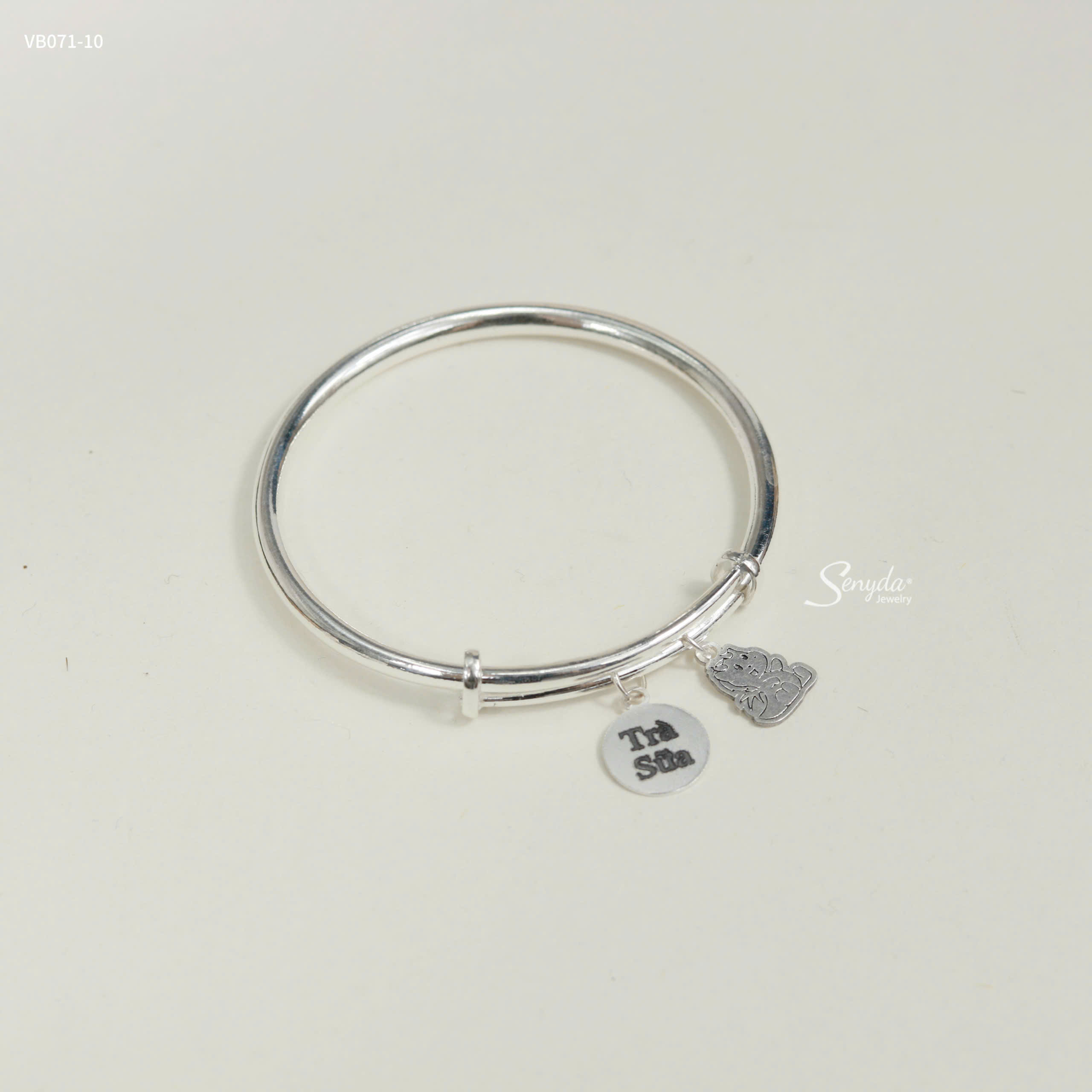 VB071 Vòng tay bạc bé Senyda charm khắc treo