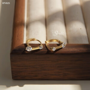 BTV825 Bông tai vàng Senyda khoen 2 nụ đá rời