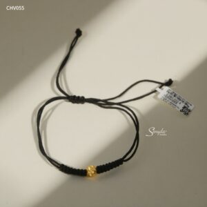 CHV055 Vòng dây chỉ đen charm vàng Senyda bi phay