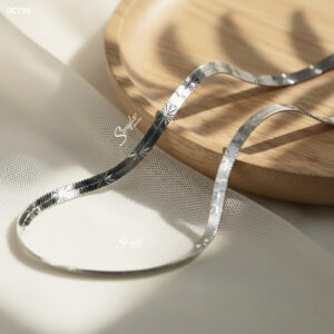 DC799 Dây chuyền bạc Ý Senyda mì ép bản hoa văn 2 mặt