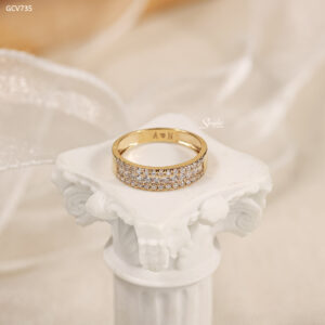 GCV735 Nhẫn vàng Senyda nữa hàng đá 3 dãy đá
