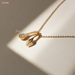 GCV768 Dây chuyền vàng Senyda mặt dây nĩa trơn muỗng đính đá