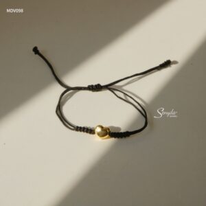 MDV098 Vòng dây chỉ đen charm vàng Senyda mặt tim trơn xỏ nhỏ
