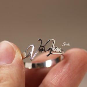 NHV033-M Nhẫn bạc custom Senyda lộng chữ theo yêu cầu (3-5 chữ)