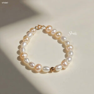 VTV047 Vòng tay vàng Senyda Ngọc trai nước ngọt bi giác