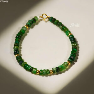 VTV068 Vòng tay vàng Senyda mềm Emerald phối bi trơn