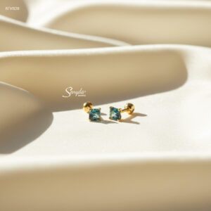 BTV828 Bông tai vàng Senyda đá Zircon vuông 4li