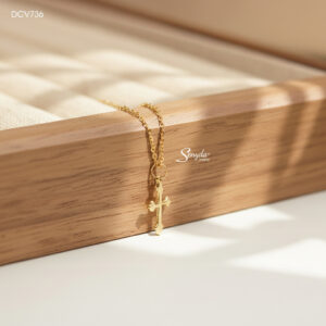 DCV736 Dây chuyền vàng Senyda chữ cong mặt thánh giá trơn