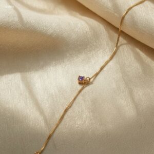 LCV044 Lắc chân vàng Senyda dây mì nụ đá Thạch anh tím treo