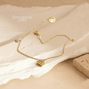 LCV079 Lắc chân vàng Senyda dây khoen lật túi xách ngôi sao treo