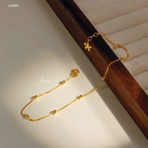 LCV089 Lắc chân vàng Senyda dây khoen lật xen bi giác nhỏ