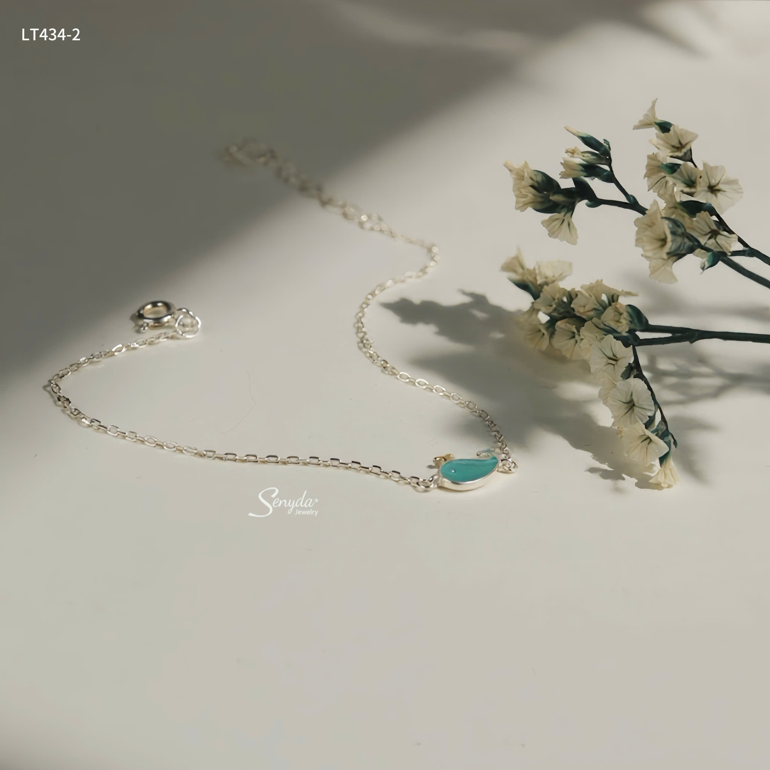 LT434 Lắc tay bạc Ý Senyda cá heo xanh